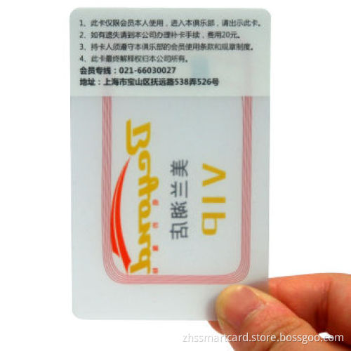 Transparent PVC card, from original factory